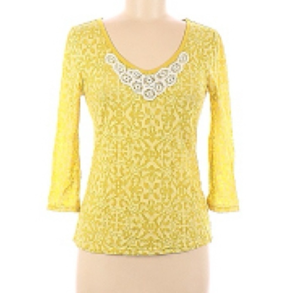 Lilka (Anthropologie) Semi Sheer V Neck 3/4 Sleeved Top